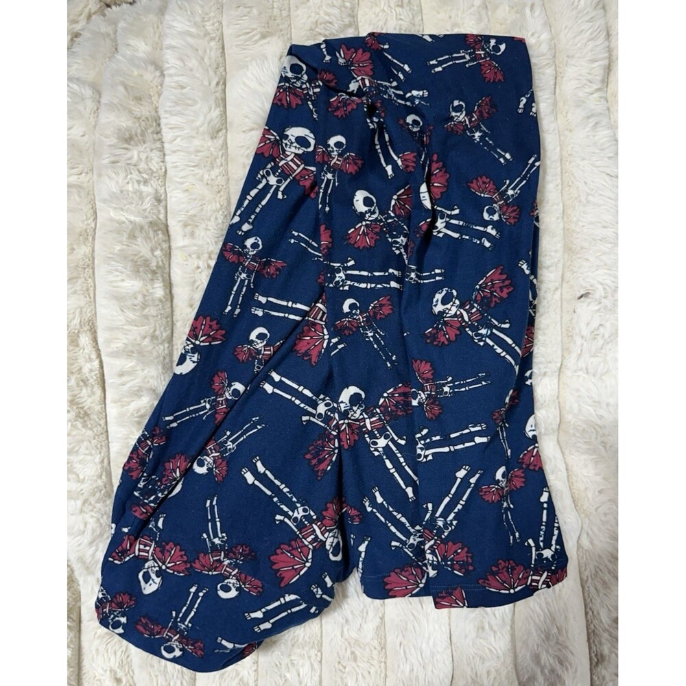 Lularoe Halloween Women’s Leggings Winged Skeletons Navy blue White Brown TC